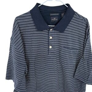 Vintage Dockers Golf Polo Shirt Men's XL Navy Blue Pattern Mercerized Cotton